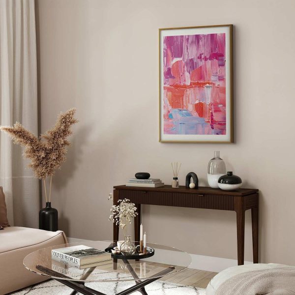 Poster - Colorful Strokes - intense shades of pink and purple on canvas