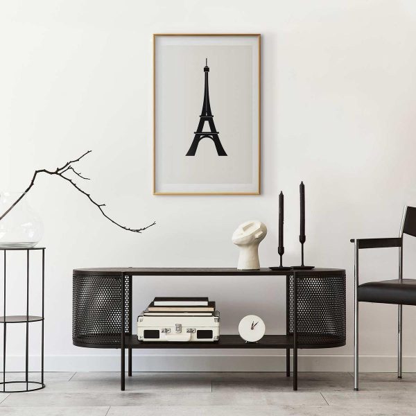 Poster - Eiffel Tower Simple Black-and-White Graphic