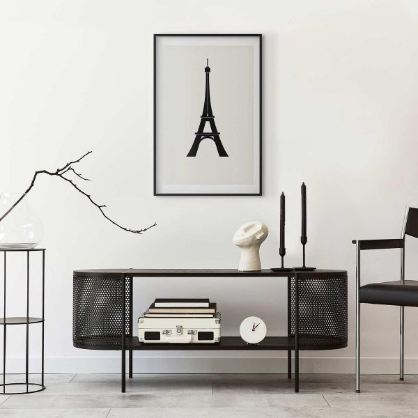 Poster - Eiffel Tower Simple Black-and-White Graphic