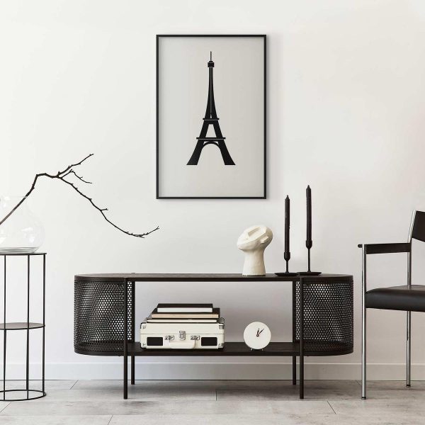 Poster - Eiffel Tower Simple Black-and-White Graphic