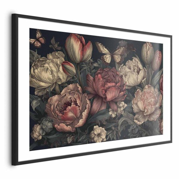 Poster - Flowers on a Turquoise Background