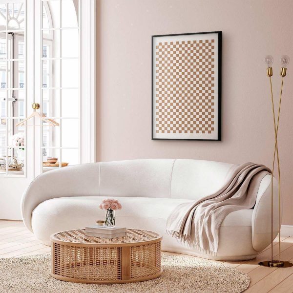 Poster - Geometry and Browns - a chessboard pattern in neutral shades