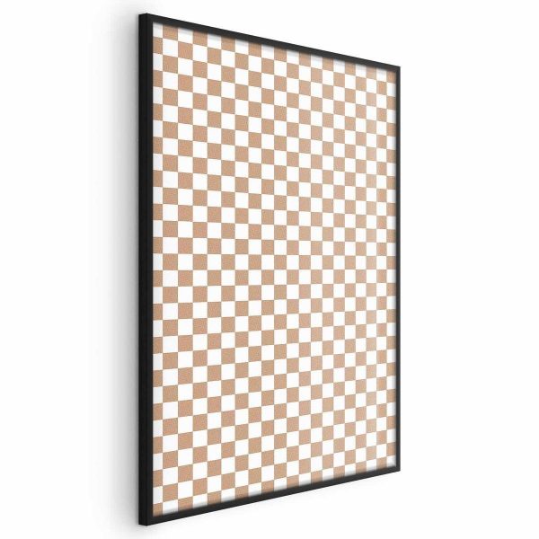 Poster - Geometry and Browns - a chessboard pattern in neutral shades