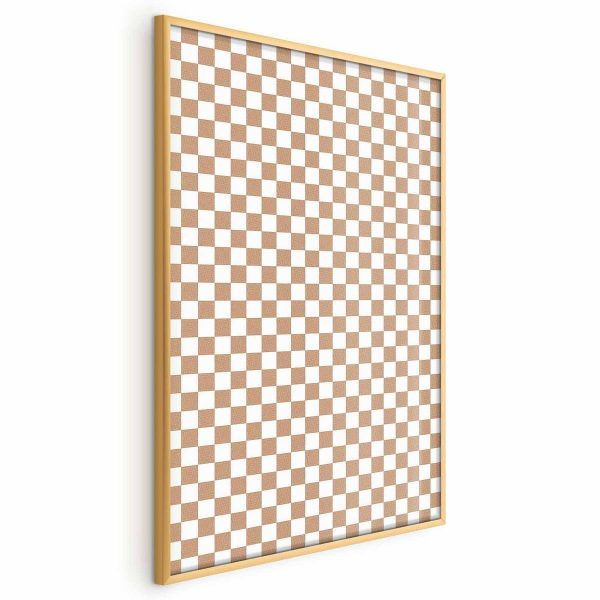 Poster - Geometry and Browns - a chessboard pattern in neutral shades
