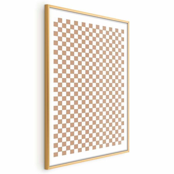 Poster - Geometry and Browns - a chessboard pattern in neutral shades