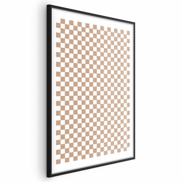 Poster - Geometry and Browns - a chessboard pattern in neutral shades
