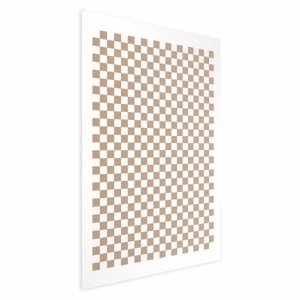 Poster - Geometry and Browns - a chessboard pattern in neutral shades