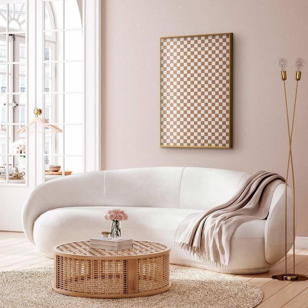 Poster - Geometry and Browns - a chessboard pattern in neutral shades