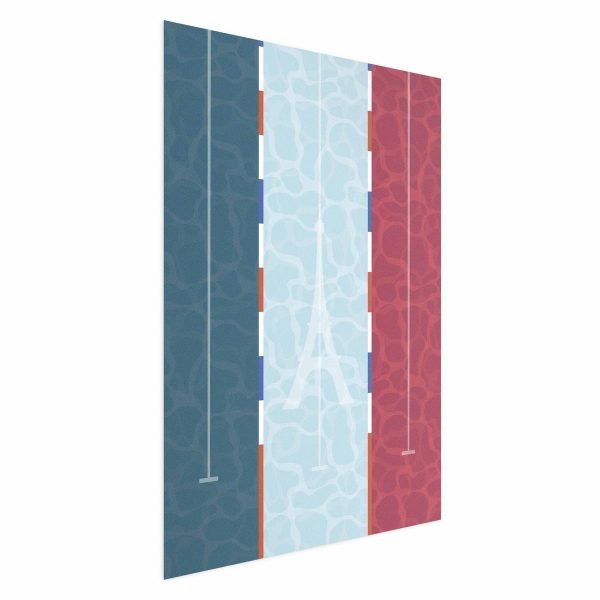 Poster - Illustration of a Pool Against the French Flag