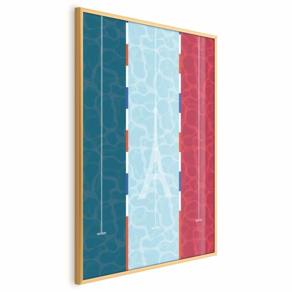 Poster - Illustration of a Pool Against the French Flag
