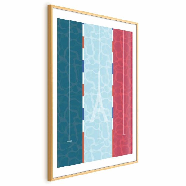 Poster - Illustration of a Pool Against the French Flag