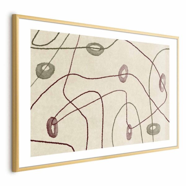 Poster - Lines and Shapes - a bead labyrinth on a pale, worn background
