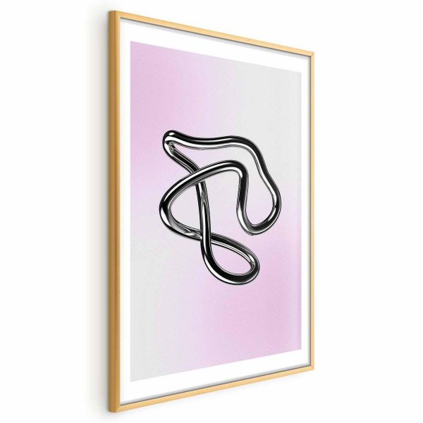 Poster - Silver Intricacies - fluid metallic figure on a gradient background