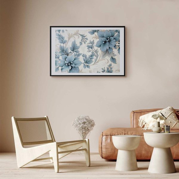 Poster - Turquoise Ornamental Retro Flowers