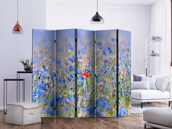 Room Divider - A sky-colored meadow - cornflowers II