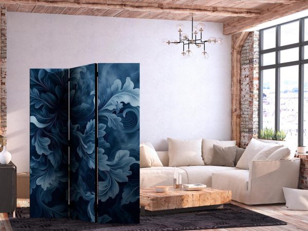 Room Divider - Abstract Ornaments - Dark Blue Victorian Leaves - Image 2