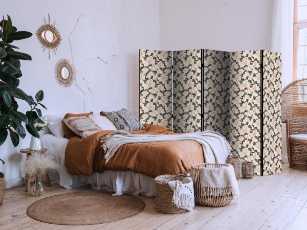 Room Divider - Among Pink Shrubs - White and Beige Rabbits on a Blooming Meadow - Image 3