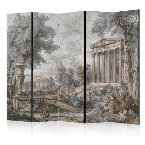 Room Divider - Antique Landscape - Greek Temple on a Hill Among Lush Vegetation