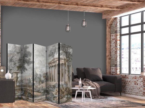 Room Divider - Antique Landscape - Greek Temple on a Hill Among Lush Vegetation
