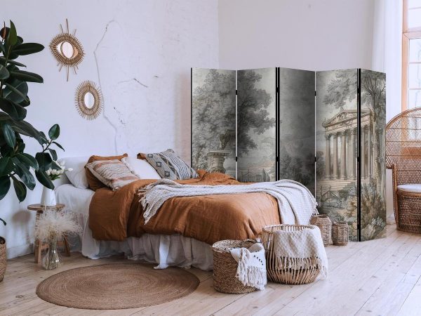 Room Divider - Antique Landscape - Greek Temple on a Hill Among Lush Vegetation