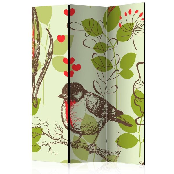 Room Divider - Bird and lilies vintage pattern