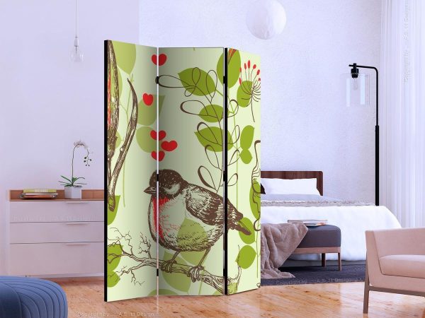 Room Divider - Bird and lilies vintage pattern