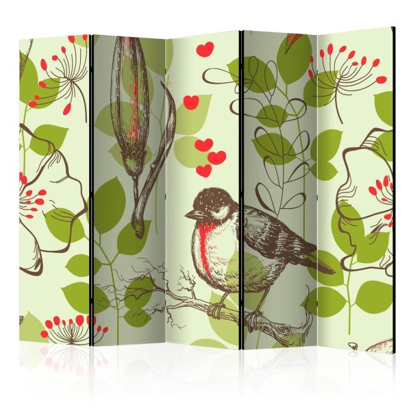 Room Divider - Bird and lilies vintage pattern II