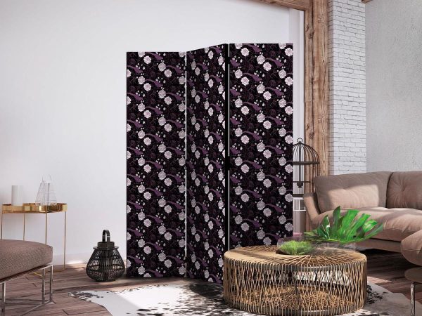 Room Divider - Birds Among Flowers - Pheasants Amidst Peonies - Purple