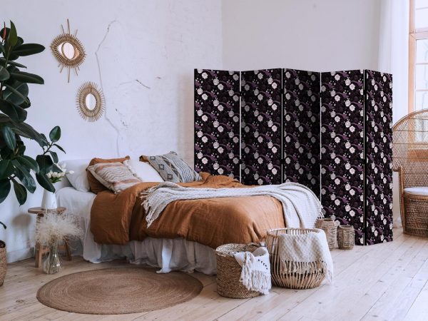 Room Divider - Birds Among Flowers - Pheasants Surrounding Peonies - Purple - Image 3