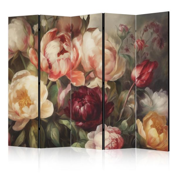 Room Divider - Blooming Peonies - Charismatic Flowers Bathed in Sunlight