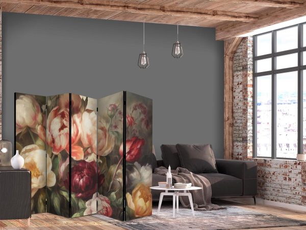 Room Divider - Blooming Peonies - Charismatic Flowers Bathed in Sunlight - Image 2