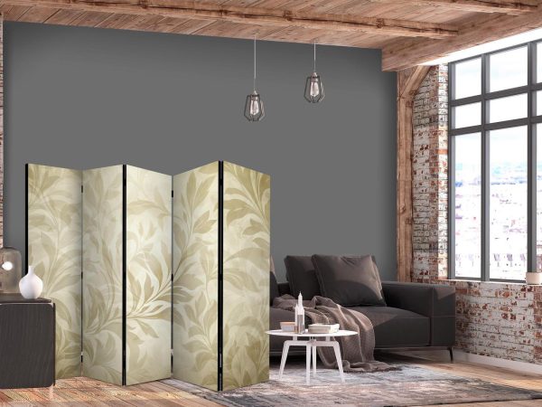 Room Divider - Botanical Motif with Leaves and Vines in Sandy Colors - Image 2