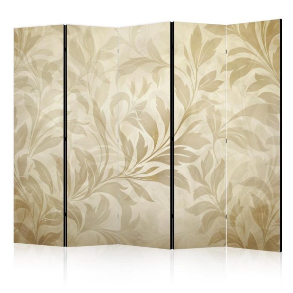 Room Divider - Botanical Motif with Leaves and Vines in Sandy Colors