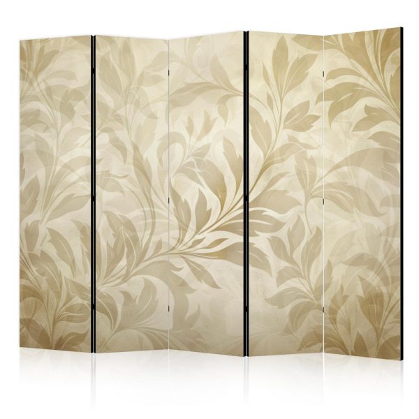 Room Divider - Botanical Motif with Leaves and Vines in Sandy Colors