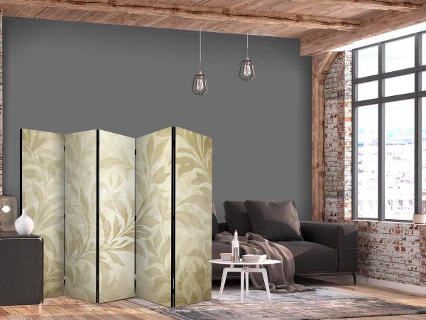 Room Divider - Botanical Motif with Leaves and Vines in Sandy Colors