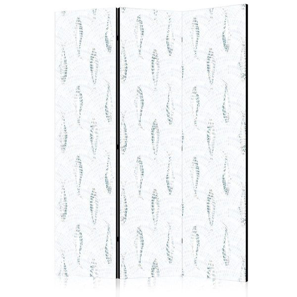 Room Divider - Delicate Blue Fish - Mosaic Fish in Subtle Blue Color Shades with an Arched Pattern in the Background