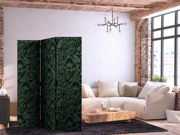 Room Divider - Dense Vegetation - Botanical Patterns in Illustrative Style Green - Image 2