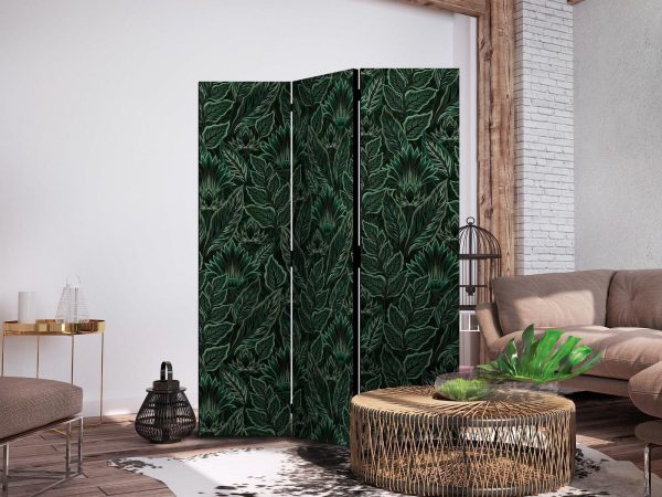 Room Divider - Dense Vegetation - Botanical Patterns in Illustrative Style Green - Image 3