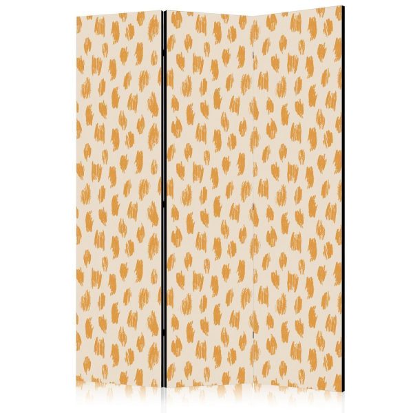 Room Divider - Drawn Pattern in Spots and Dots in Shades of Orange and Ecru