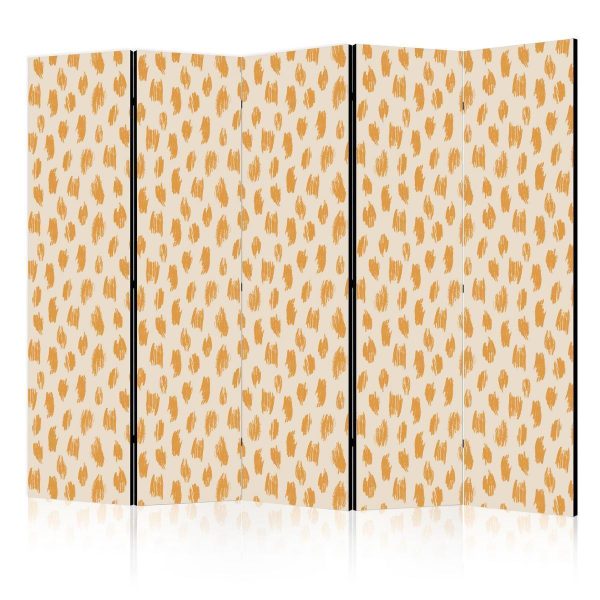 Room Divider - Drawn Pattern in Spots and Dots - in Shades of Orange and Ecru