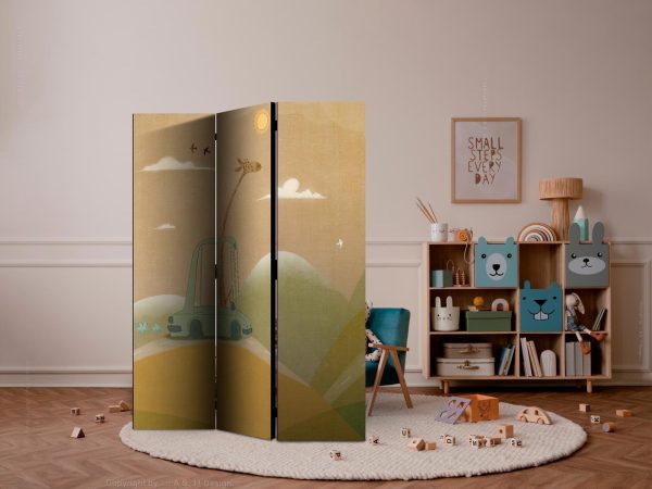 Room Divider - Dreamy Traveler - Giraffe Driving a Car on a Beautiful Sunny Day - Image 2