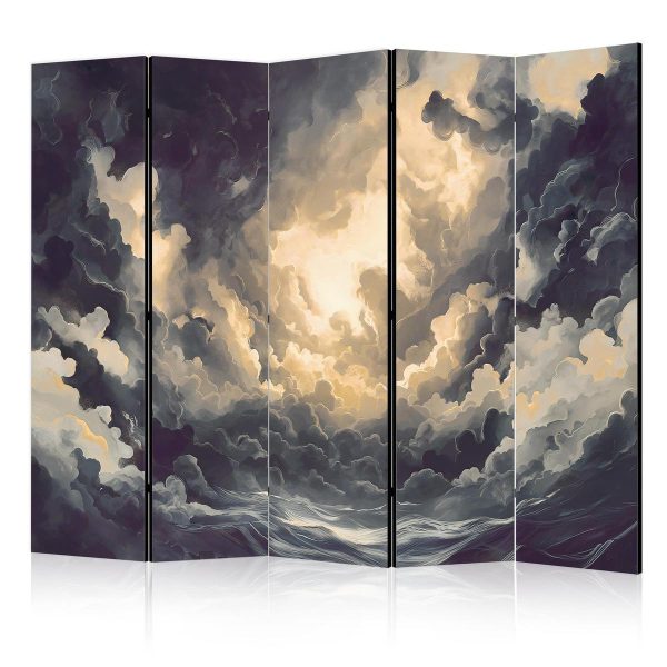 Room Divider - Epic Light Play: The Sun Battling for Dominance Over the Clouds