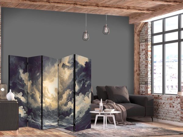 Room Divider - Epic Light Play: The Sun Battling for Dominance Over the Clouds