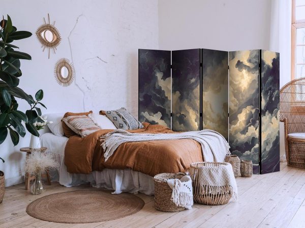 Room Divider - Epic Light Play: The Sun Battling for Dominance Over the Clouds