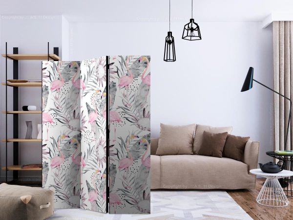 Room Divider - Flamingos and Twigs