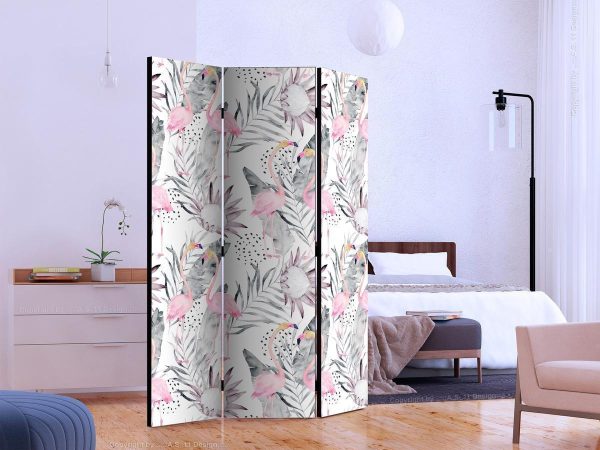 Room Divider - Flamingos and Twigs
