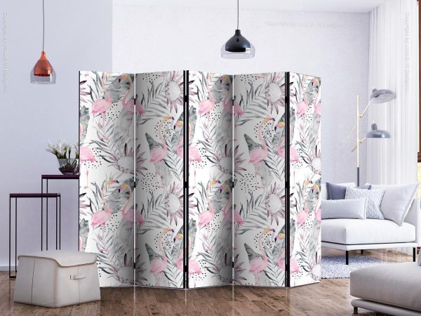 Room Divider - Flamingos and Twigs II