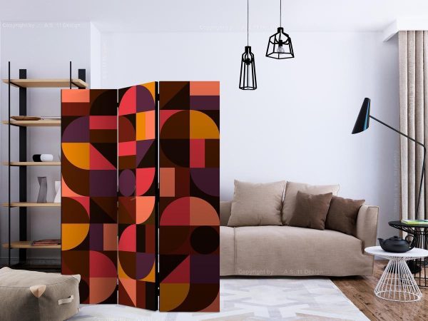 Room Divider - Geometric Mosaic (Red)