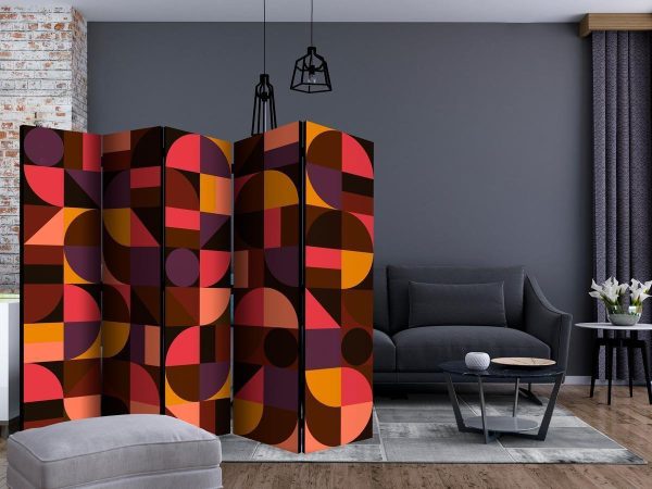 Room Divider - Geometric Mosaic (Red) II
