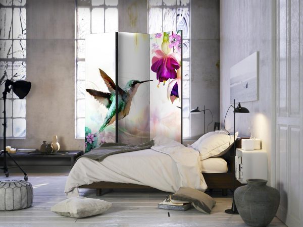 Room Divider - Hummingbirds and Flowers